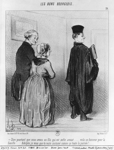 Série &39;Les Bons Bourgeois&39;, Não é maravilhoso ter um filho que seja advogado, ilustração 21, ilustração de &39;Le Charivari&39;, 27 de outubro de 1846 de Honoré Daumier